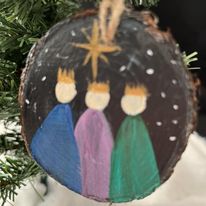 Wooden Hand-Painted Three Wise Men Holiday Ornament