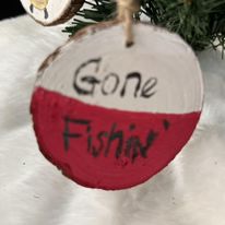 Wooden Hand-Painted Gone Fishin' Holiday Ornament