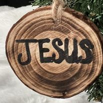 Wooden Hand-Painted Jesus Holiday Ornament