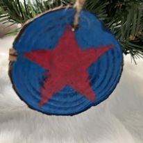 Wooden Hand-Painted Red Star Holiday Ornament