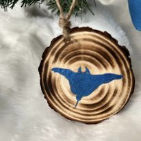 Wooden Hand-Painted Stingray Holiday Ornament