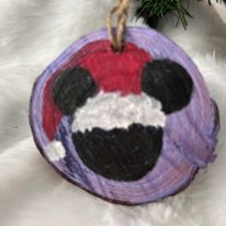 Wooden Hand-Painted "Christmas Mouse" Holiday Ornament