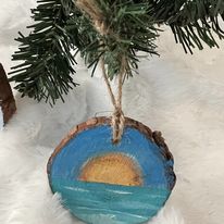 Wooden Hand-Painted "Sunset on the Ocean" Holiday Ornament